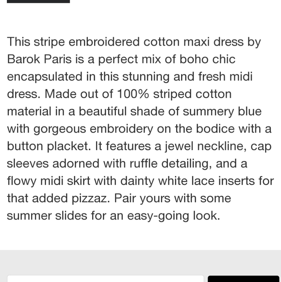 🎄SALE🎄Barok Paris Stripe Embroidered Cotton Maxi Dress - Picture 8 of 8